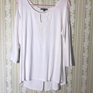 White cold shoulder blouse